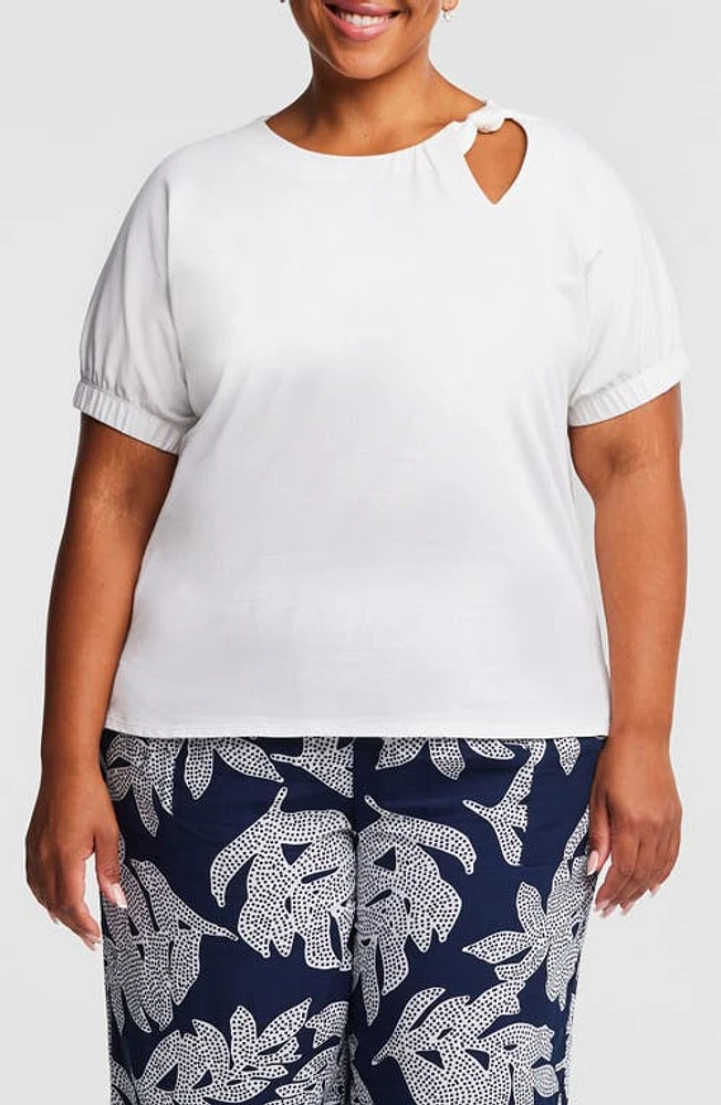 Estelle Knot Detail Cotton Top Milk at Nordstrom,