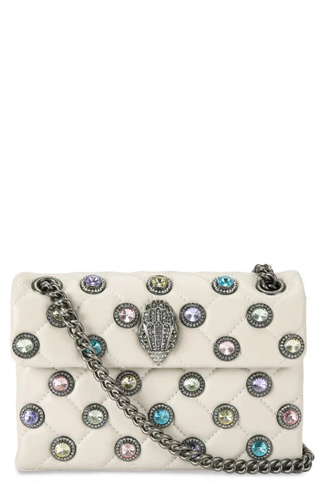 Kurt Geiger London Mini Crystals Kensington Convertible Leather Crossbody Bag in Bone at Nordstrom