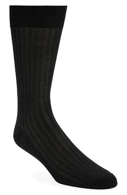 Canali Vanise Ribbed Cotton Dress Socks Charcoal at