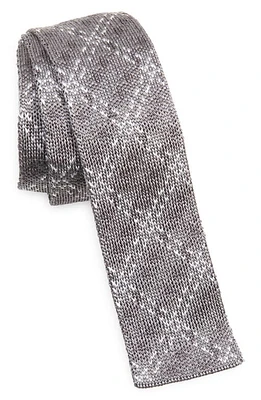 Thom Browne Check Jacquard Knit Silk Tie in Light Grey at Nordstrom