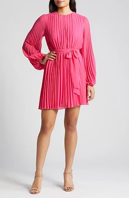 Sam Edelman Long Sleeve Pleated Georgette Dress at Nordstrom,