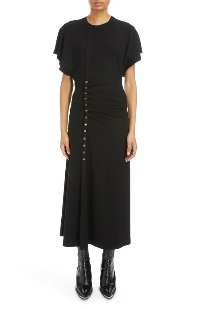 Rabanne Stud Detail Side Ruched Dress Black at Nordstrom, Us