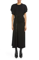 Rabanne Stud Detail Side Ruched Dress Black at Nordstrom, Us