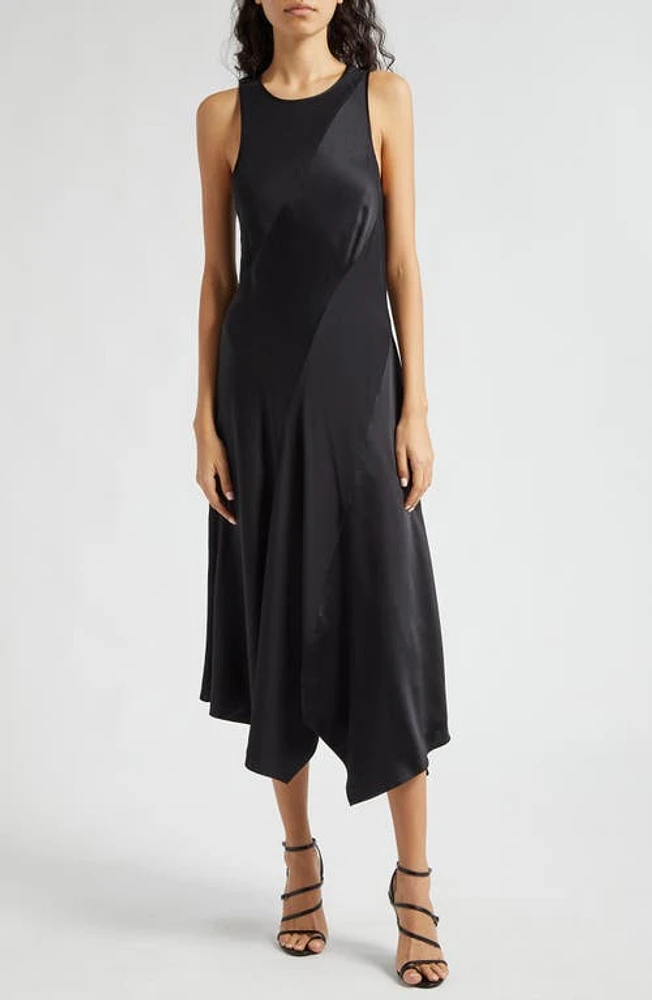 Cinq à Sept Solana Asymmetric Hem Sleeveless Silk Maxi Dress Black at Nordstrom,