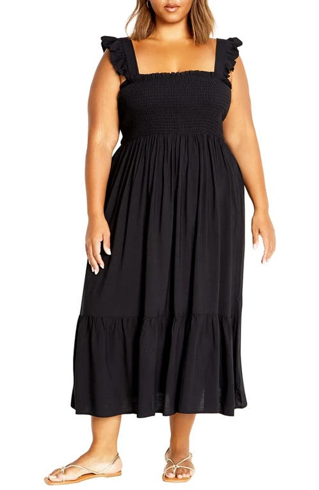 City Chic Oasis Maxi Sundress in Black at Nordstrom