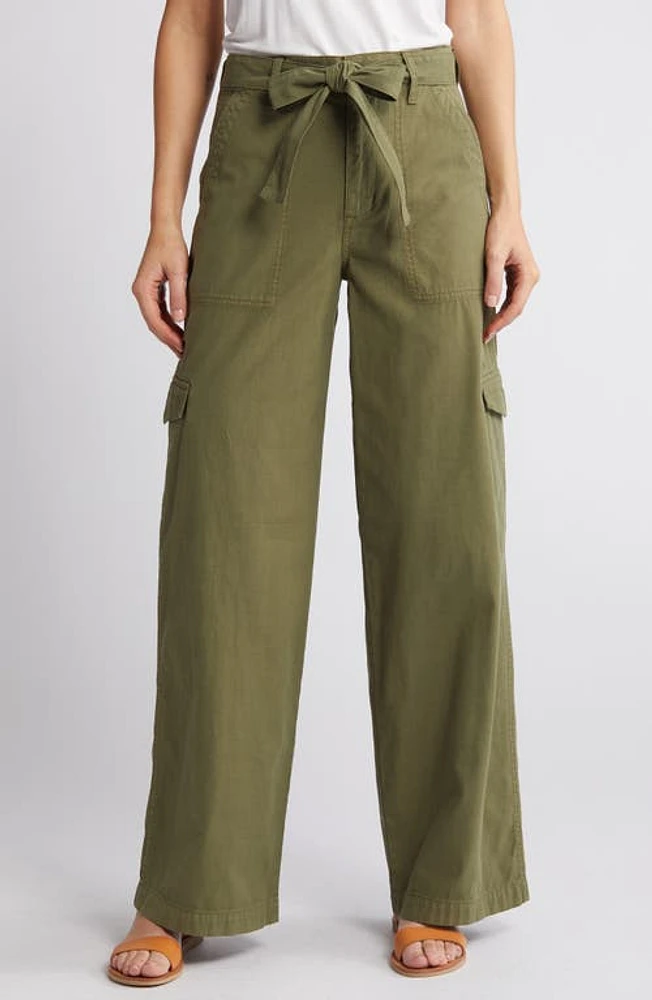 Madewell Griff Superwide Leg Cargo Pants in Desert Olive at Nordstrom, Size 24