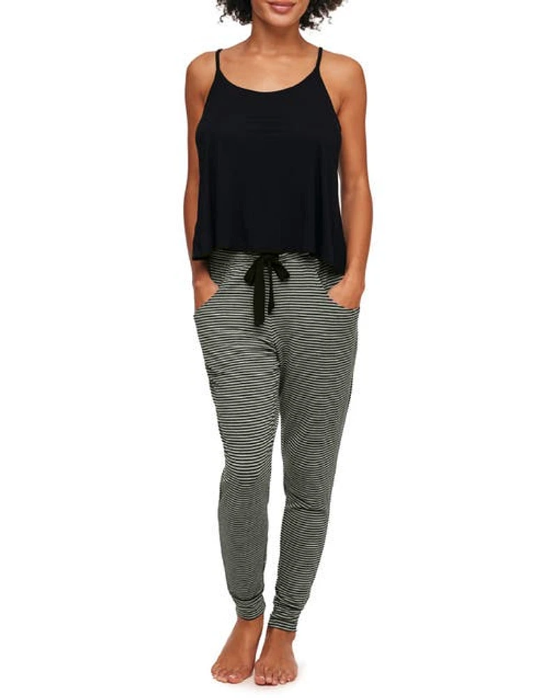 Adore Me Clair Pajama Tank & Jogger Set Stripe Grey at Nordstrom,