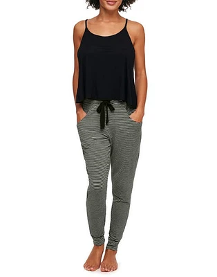 Adore Me Clair Pajama Tank & Jogger Set Stripe Grey at Nordstrom,