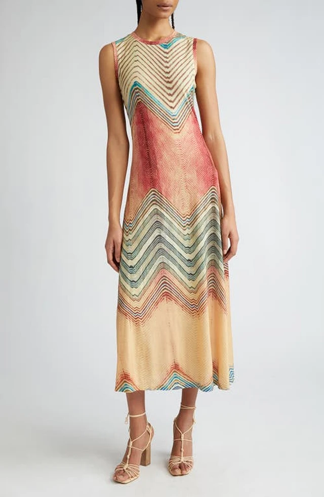 Nordstrom Ulla Johnson Orla Zig Zag Stripe Midi Dress Crystal Opal at Nordstrom, | The Summit Nordstrom Ulla Johnson Orla Zig Zag Stripe Midi Dress Crystal Opal at Nordstrom, | The Summit