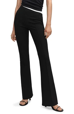 MANGO Pintuck Flare Leggings Black at Nordstrom,