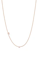 BYCHARI Asymmetric Initial & Diamond Pendant Necklace in 14K Rose Gold-R at Nordstrom