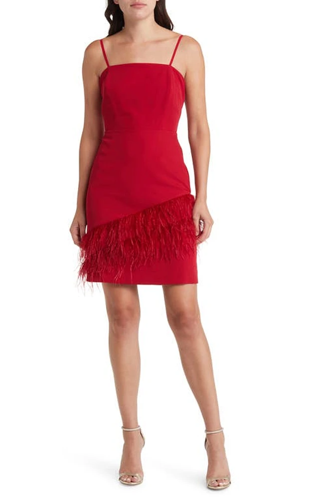 Sam Edelman Feather Hem Sheath Dress Wine at Nordstrom,