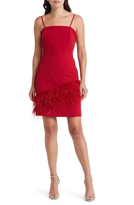 Sam Edelman Feather Hem Sheath Dress Wine at Nordstrom,