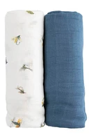 little unicorn 2-Pack Deluxe Muslin Swaddles in Gone Fishing 2 at Nordstrom