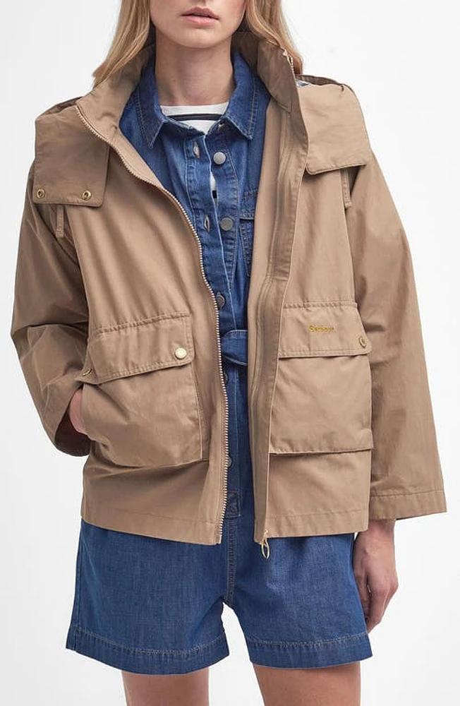 Barbour Perez Water Resistant Hooded Raincoat Lt Trench/Summer Navy/Ecru at Nordstrom, Us