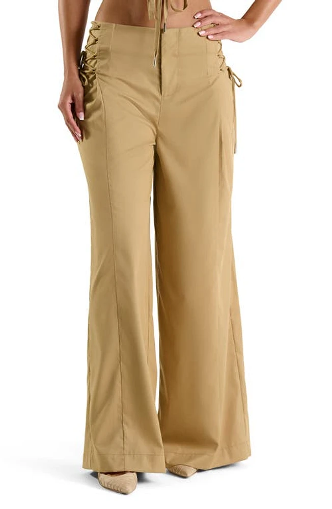 Naked Wardrobe Side Tie Wide Leg Pants Nude at Nordstrom,