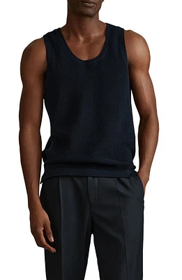 Reiss Velo Cotton Mesh Tank Navy at Nordstrom,