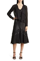 Komarov Charmeuse & Chiffon Dress with Jacket Black at Nordstrom,