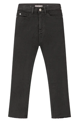 DL1961 Kids' Raw Hem Straight Leg Jeans Black Peached at