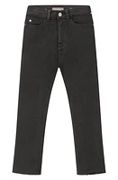 DL1961 Kids' Raw Hem Straight Leg Jeans Black Peached at