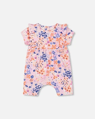 Deux Par Deux Baby Girl's Organic Cotton Romper Lavender Printed Fields Flowers in Lavender Fields Flowers at Nordstrom