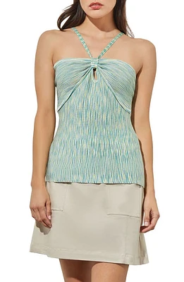 Ming Wang Space Dye Halter Top White/Bermuda/Lime at Nordstrom,