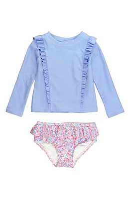 RuffleButts KIds Shimmer Ruffled Two-Piece Rashguard Swimsuit Periwinkle at Nordstrom,