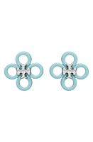 Tory Burch Small Kira Enamel Clover Stud Earrings in Tory Silver /Blue at Nordstrom