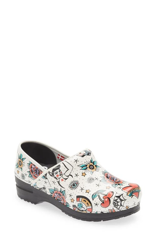 Sanita Rockabilly Print Clog 001 White at Nordstrom,