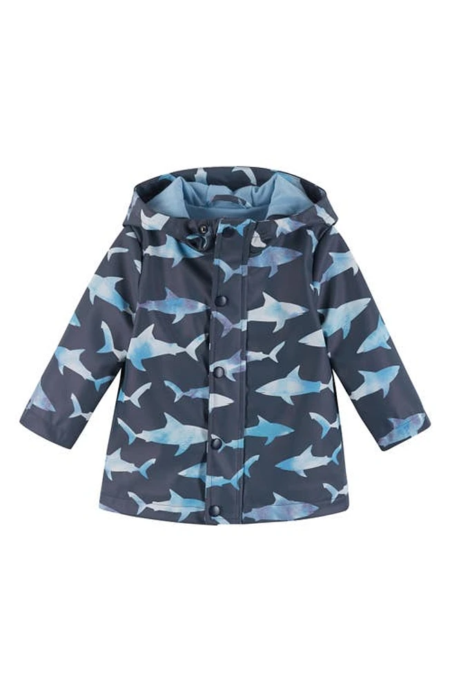 Andy & Evan Shark Hooded Rain Coat Navy at Nordstrom,