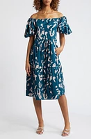 DIARRABLU Tiered Puff Sleeve Dress Blue at Nordstrom,