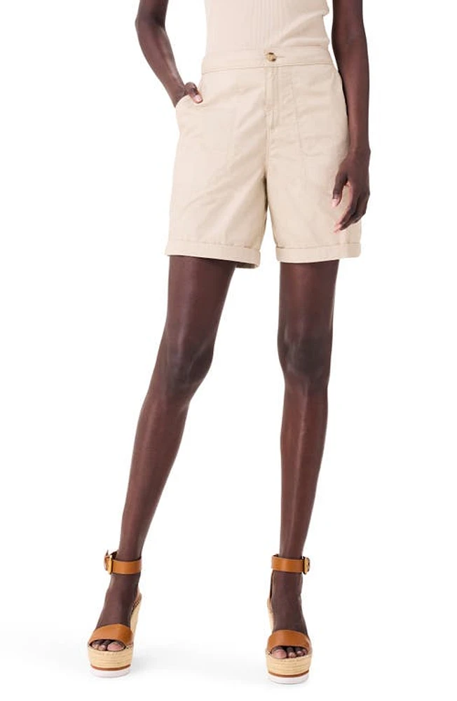 NIC+ZOE High Waist Cotton Poplin Shorts Brown Rice at Nordstrom,