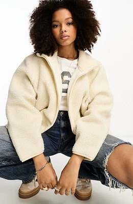 ASOS DESIGN Fleece Jacket in Cream at Nordstrom, Size X-Small