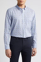 Johnston & Murphy Mosaic Print Cotton Button-Up Shirt Blue at Nordstrom, R