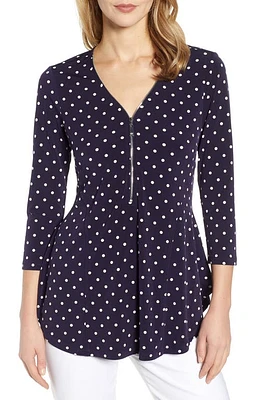 Chaus Zipper Dot Top Evening Navy at Nordstrom,