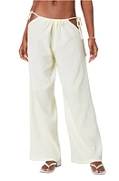 EDIKTED Leoni Cutout Cotton Gauze Pants Cream at Nordstrom,