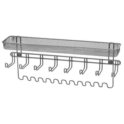 mDesign Steel Wall Mount Tie/Belt Organizer Rack with 8 Hooks/Basket in Graphite at Nordstrom