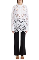 Valentino Garavani Broderie Anglaise Cotton Poplin Tunic in 0Bo-Bianco at Nordstrom, Size 8 Us