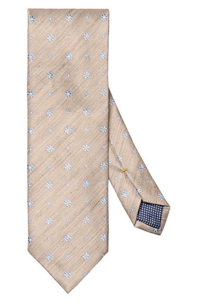 Eton Floral Slub Silk & Linen Tie in Light Beige at Nordstrom