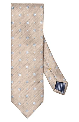 Eton Floral Slub Silk & Linen Tie in Light Beige at Nordstrom