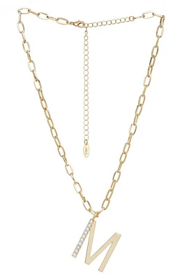 Ettika Imitation Pearl Initial Pendant Necklace in Gold- at Nordstrom