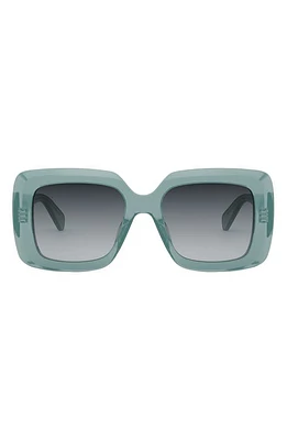 CELINE Bold 3 Dots 54mm Square Sunglasses in Shiny Light Green /Smoke at Nordstrom