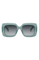 CELINE Bold 3 Dots 54mm Square Sunglasses in Shiny Light Green /Smoke at Nordstrom