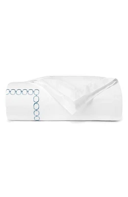 SFERRA Catena Border Print Cotton Duvet Cover in White/Sea at Nordstrom, Size Twin