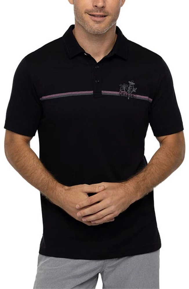 TravisMathew High Surf Stripe Heater Polo Black at Nordstrom,