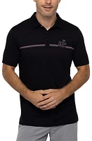 TravisMathew High Surf Stripe Heater Polo Black at Nordstrom,