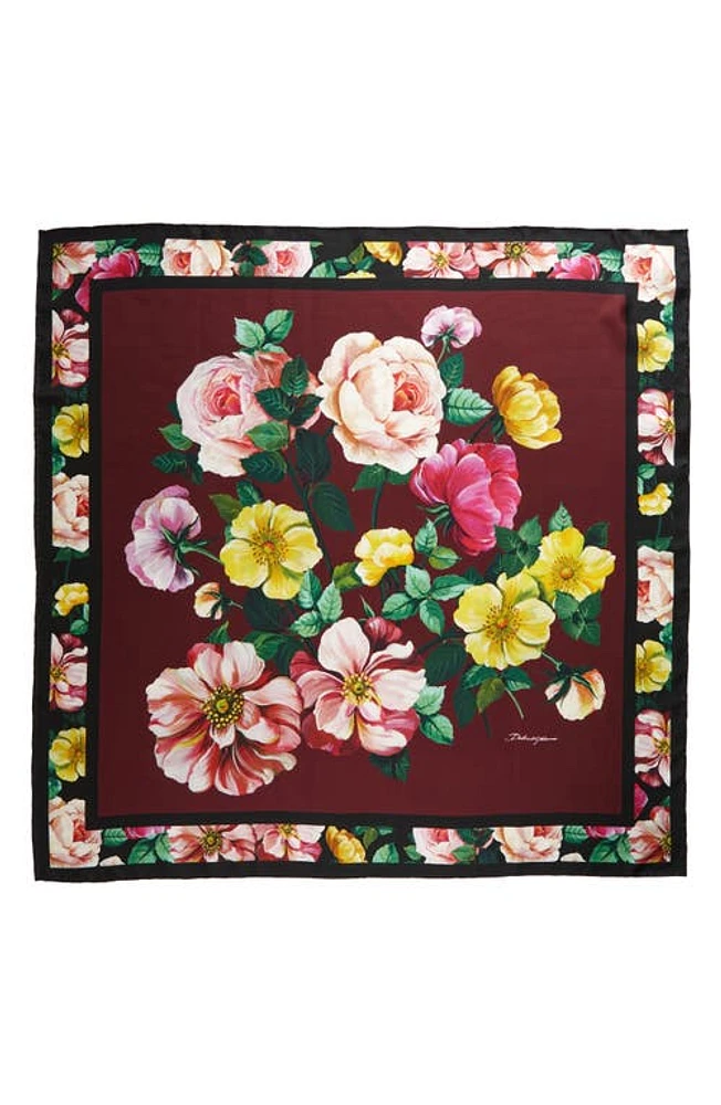 Dolce & Gabbana Floral Silk Scarf in Dark Red Port at Nordstrom