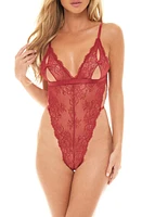 Oh La La Cheri Zuria Lace Bodysuit in Red Dahlia at Nordstrom