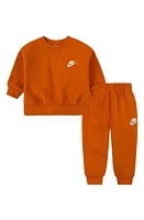 Nike Snow Day Fleece Crewneck Sweatshirt & Joggers Set in Campfire Orange at Nordstrom, Size 12M