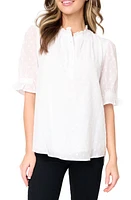 GIBSONLOOK Dianthus Clip Dot Cotton Popover Shirt White at Nordstrom,